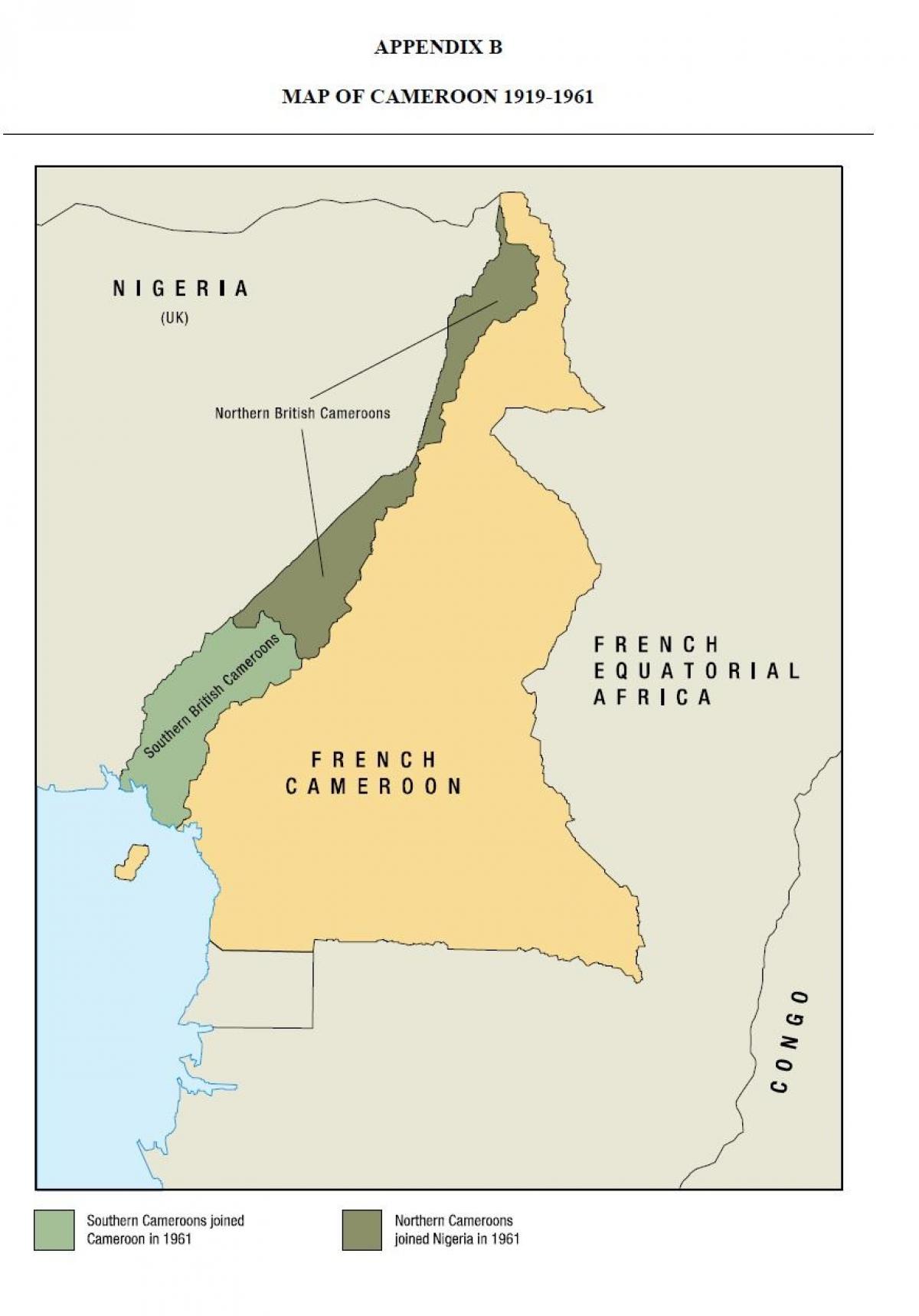 Mappa di uno stato del Camerun