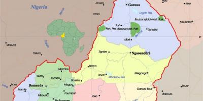 Camerun mappa con le città